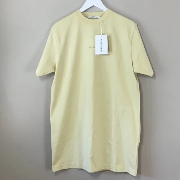 Acne Studios Logo T-Shirt Dress vanilla yellow - Picture 2 of 7